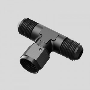 Masculin Tee Fitting Adaptor cu femeie pivotantă pe lateral negru